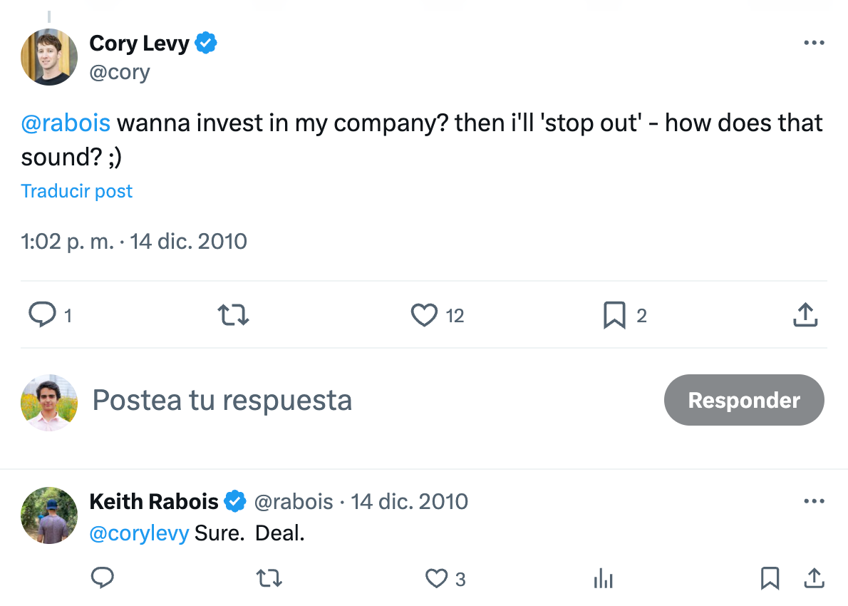 Keith Rabois's reply from the manuscript source trail.